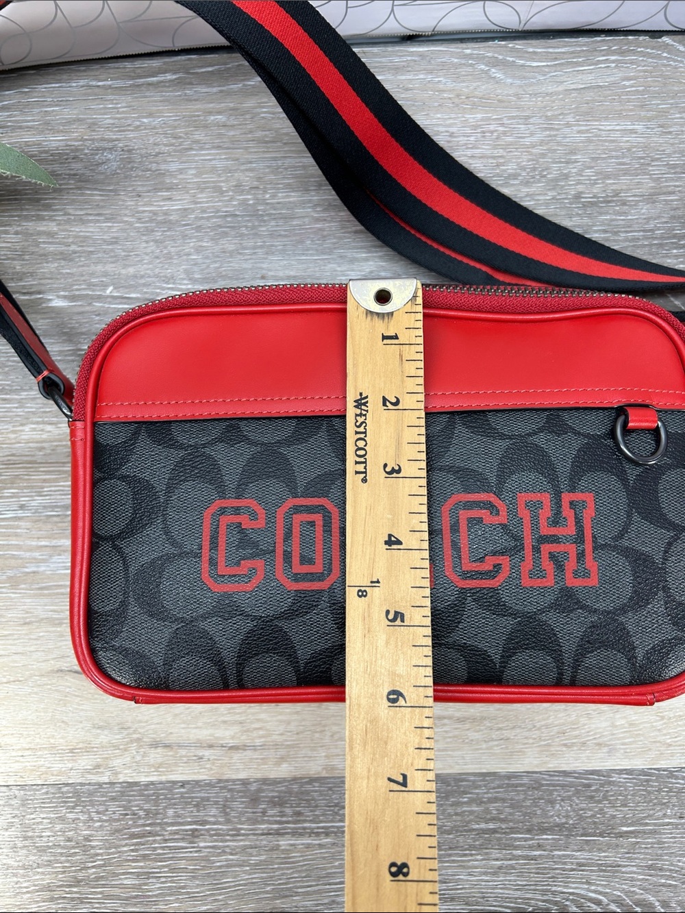 5770 NWOT Coach Black Signature Crossbody with Red Trim 245770 - Picture 15 of 16